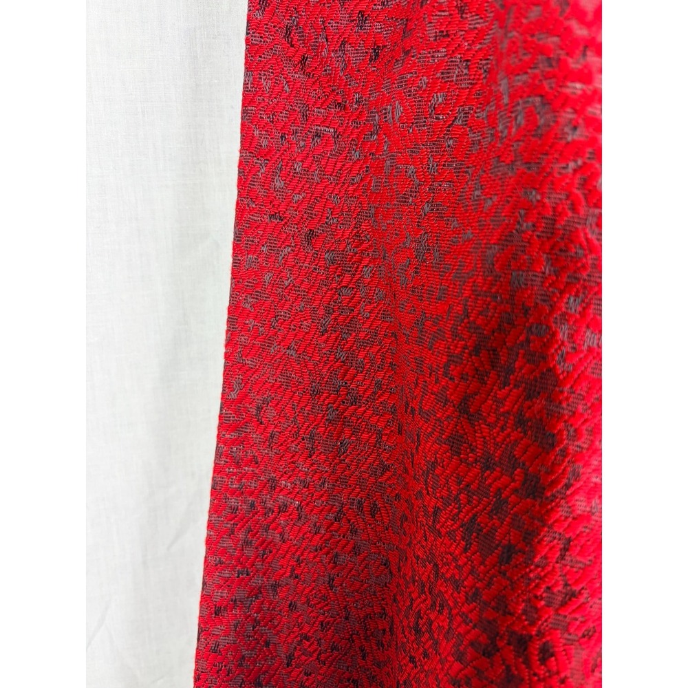 Vintage Red Black Brocade Pinch Pleat Drapery Panel Lined Curtain Made in USA - Picture 4 of 8